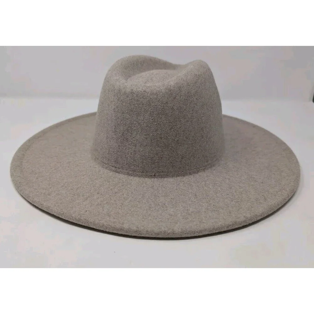 Light Tan Beige WIDE BRIM FELT HAT WESTERN COWBOY FESTIVAL BOHO - Picture 2 of 5